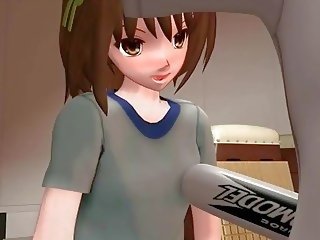 Hentaï hentaï étudiant baisée avec une baseball bat