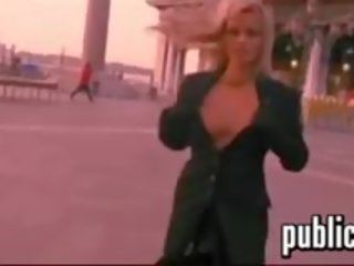 Blonde diva Flashing Her Tits In Italy