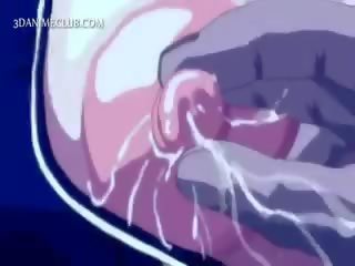 Tre sexually aroused dubbar knull en pleasant animen enligt vatten