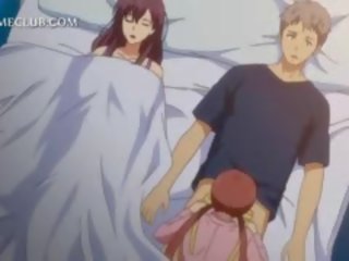 Adoleshent 3d anime i ri grua luftuar mbi një i madh pecker